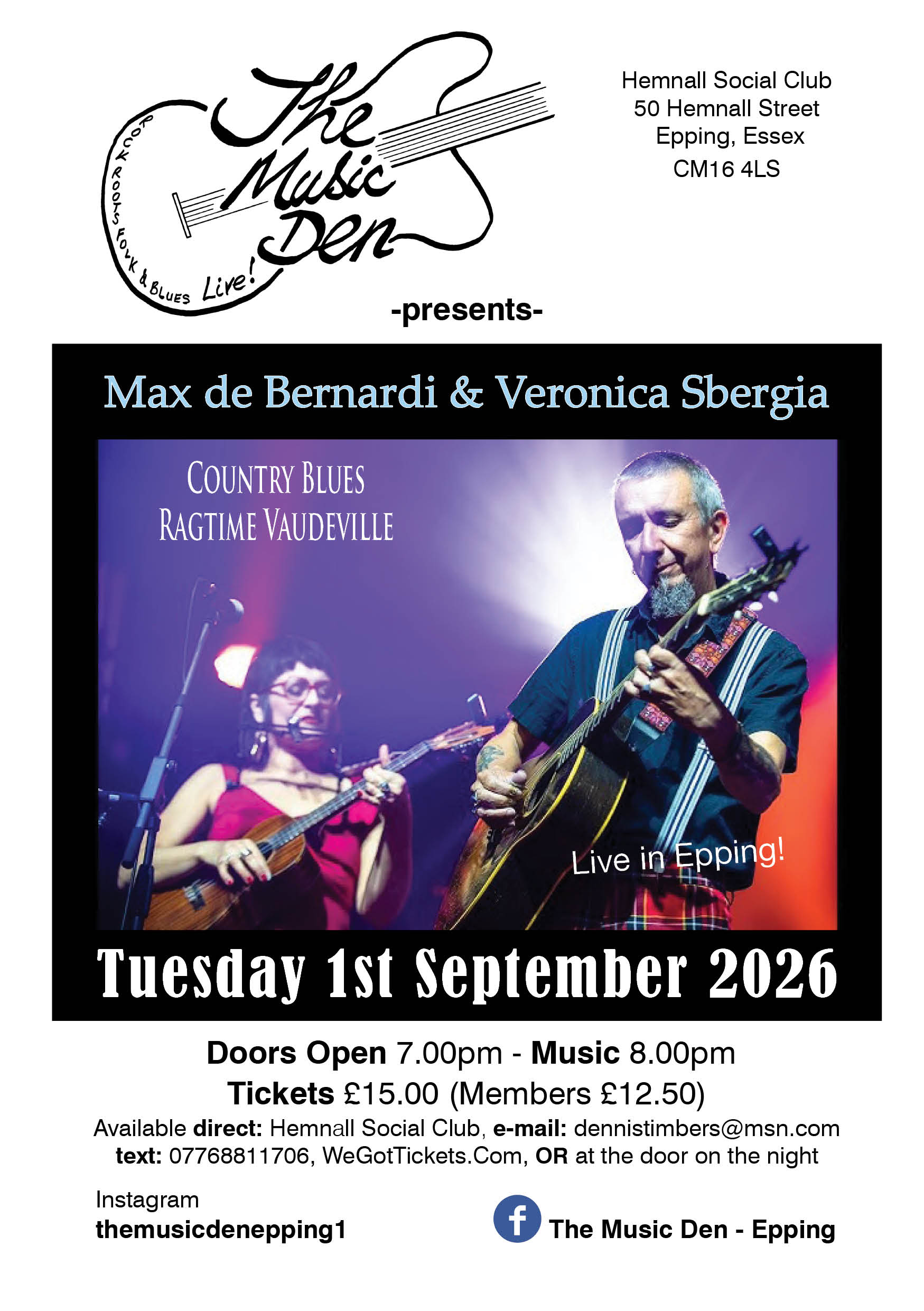 Max and Veronica performing live at Hemnall Social Club